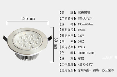 【厂家直销 LED灯具 LED12W天花灯 LED天花灯特价批发】价格,厂家,图片,LED天花灯,中山市古镇三极照明经营部-